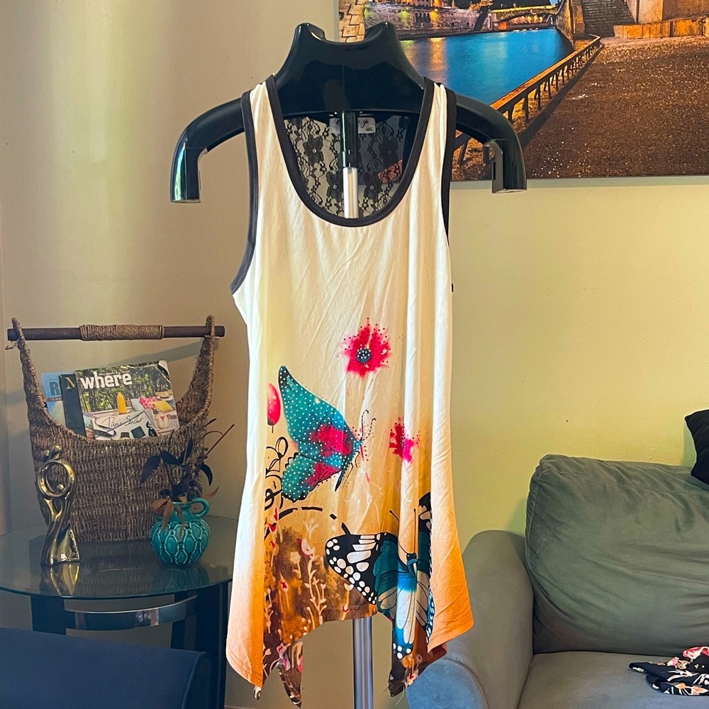Floral Butterfly Tank Blouse
